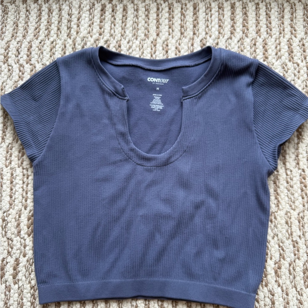 PacSun Blue Cap Sleeve Crop Top with Cut Out
